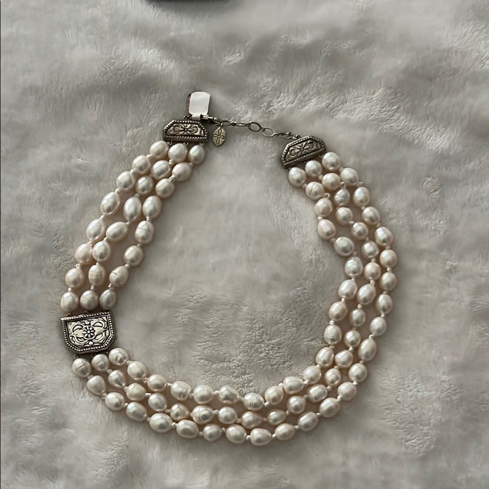 Silpada-Elegant Mother of Pearl Necklace with Steeling Silver Accents